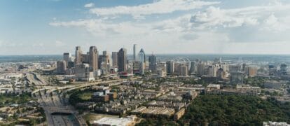 Aerial view Dallas skyline