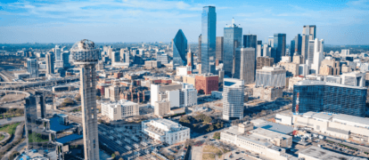 Bird's eye view of Dallas in the morning